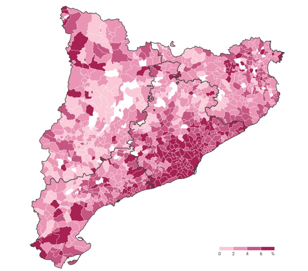 El partido político Sumar/Comuns tiene más porcentaje de votos en Tabarnia  que en cualquier otra zona de Cataluña.