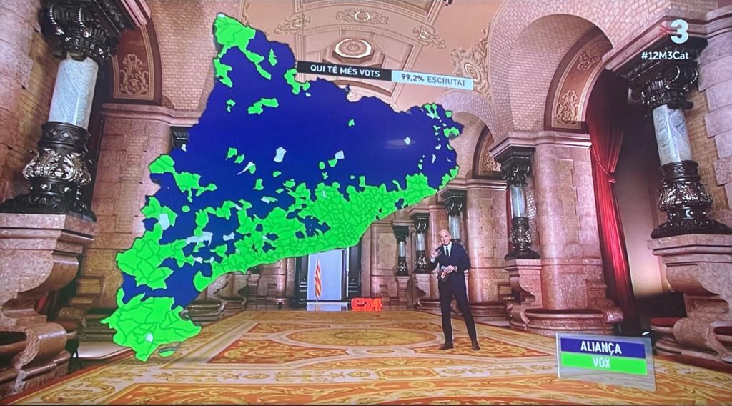 Comparativa del voto de Aliança Catalana y Vox indicando dónde a ganado cada uno.